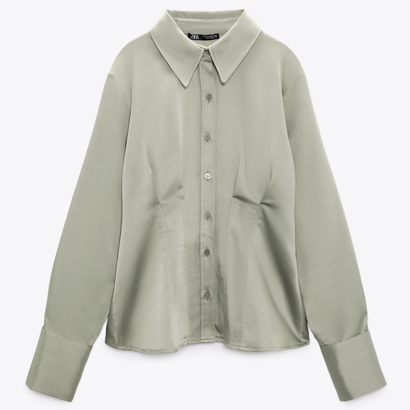 NWT Zara Fitted Satin Tailored Shirt - Picture 1 of 6